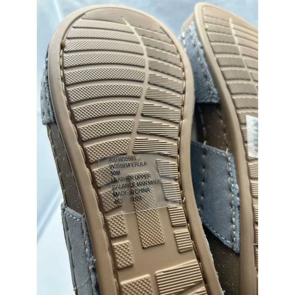 New White Mountain Ferula Suede Leather‎ Perforated Slide Sandals Blue Size 10